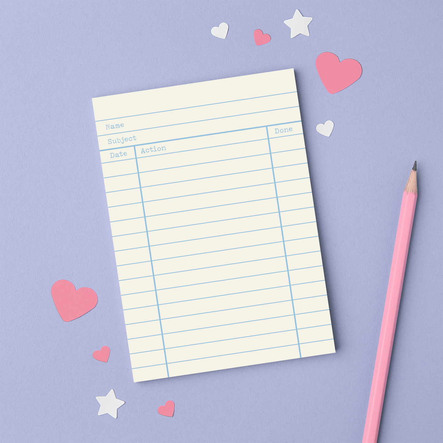 Retro Library Card A6 Notepad - To Do List