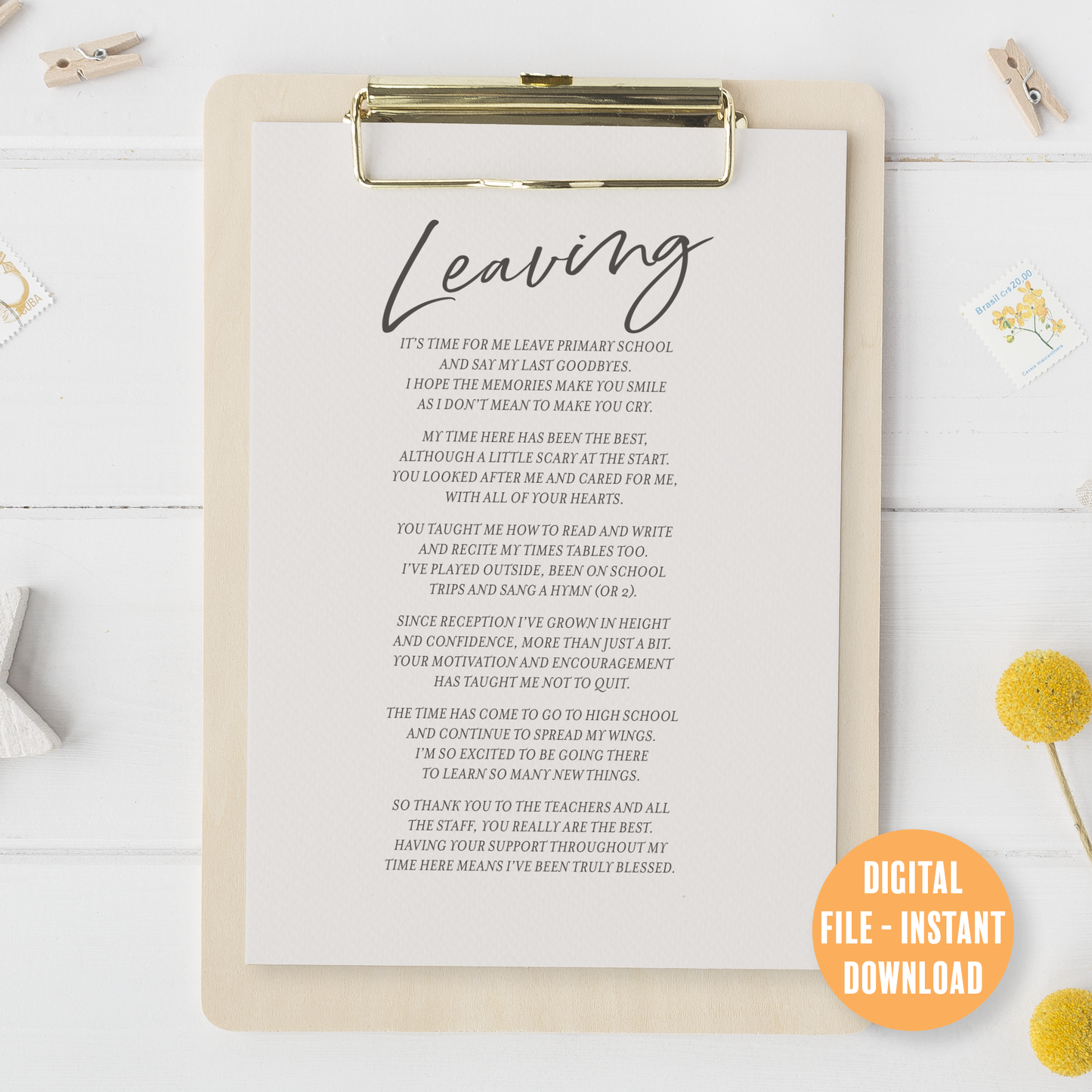 Year 6 Leavers Poem Printable | Y6 Leavers Download | School Memories Active