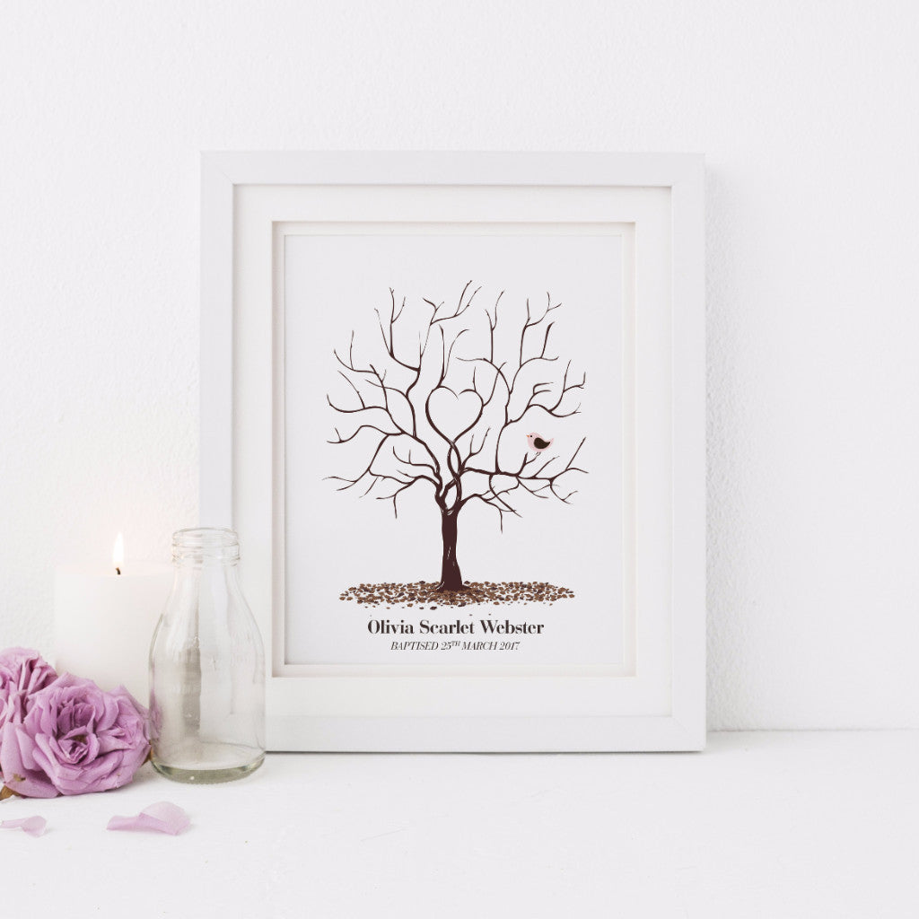 Personalised Christening Fingerprint Tree Print - The Joy of Memories