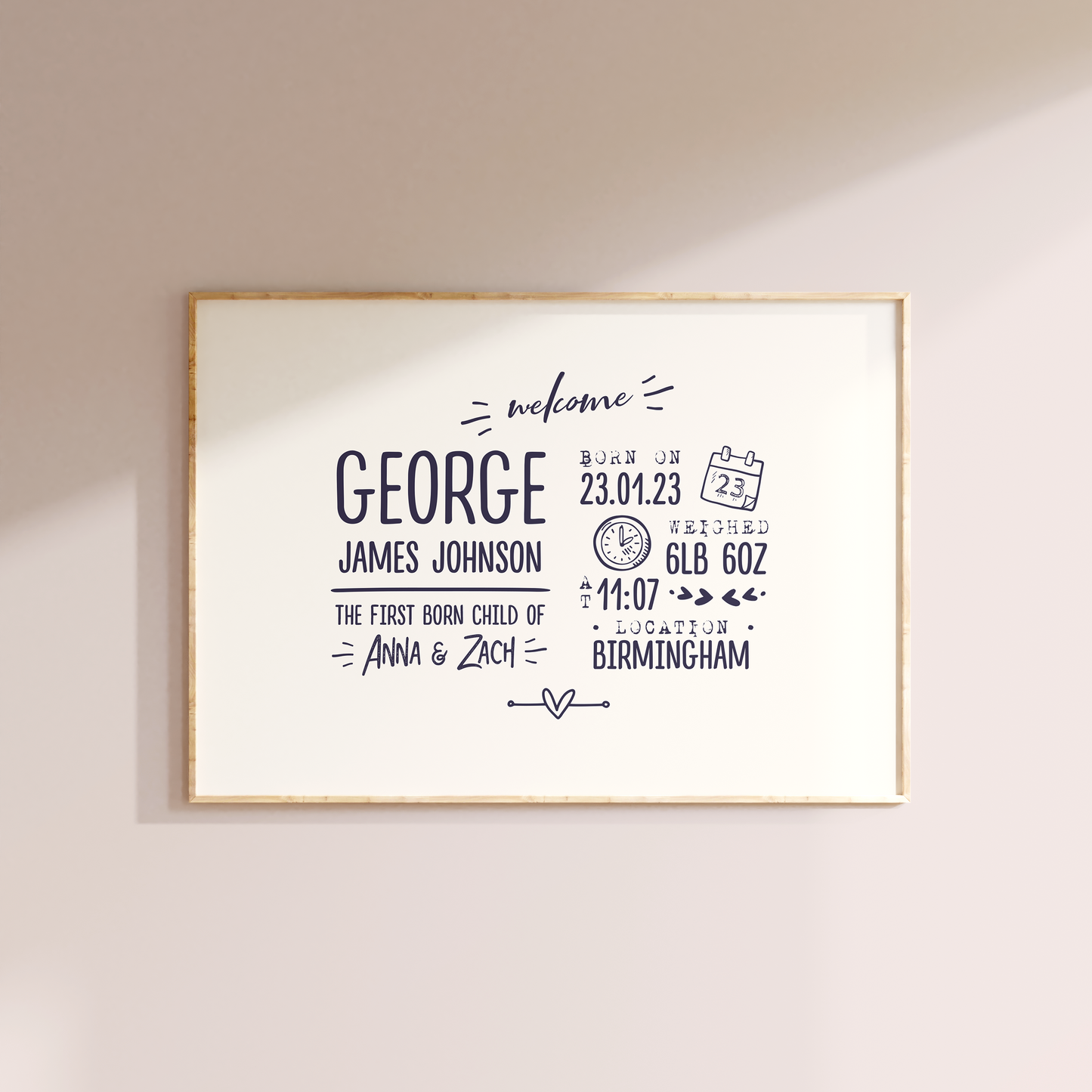 Personalised New Baby Print
