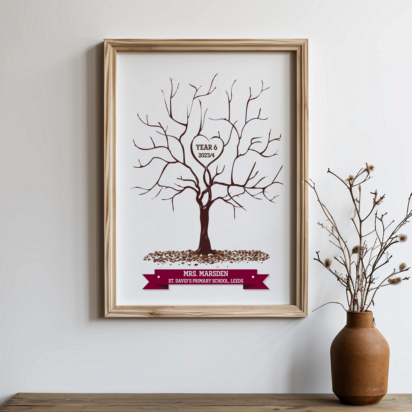 Personalised Class Leavers Fingerprint Tree Print