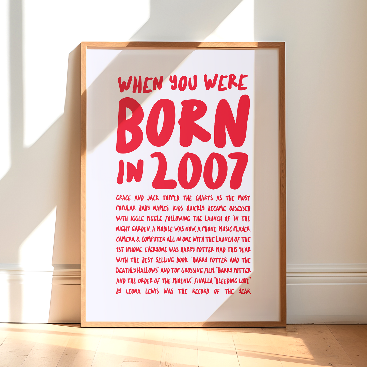 Born in 2007 18th Birthday Poster