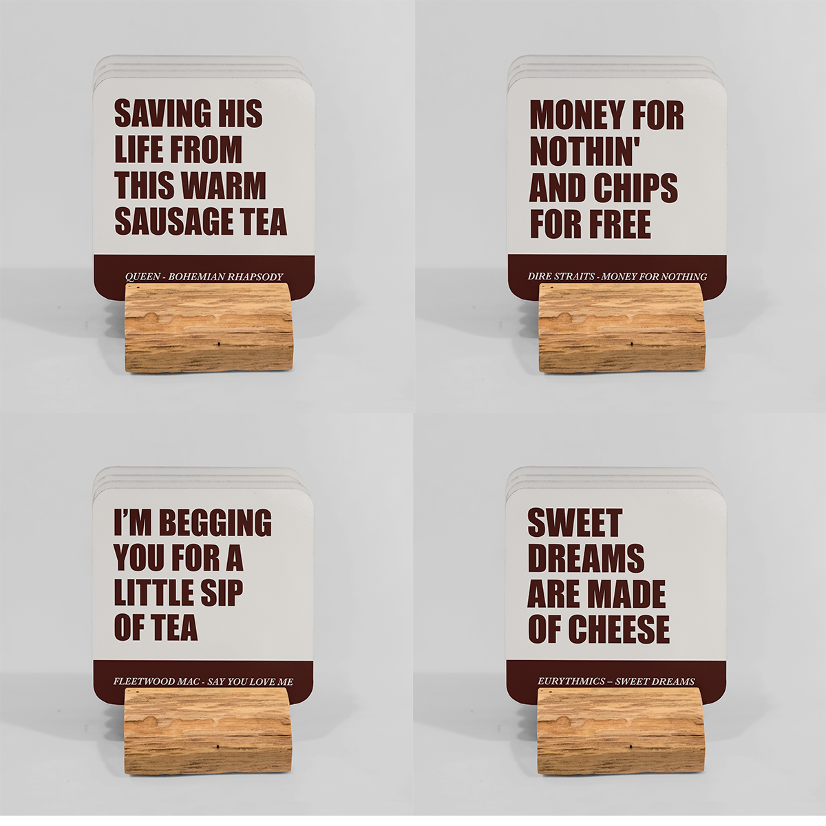 Four Misheard Song Lyric Coasters