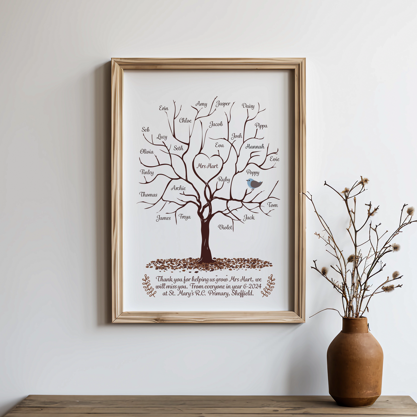 Personalised Class Leavers Fingerprint Tree Print