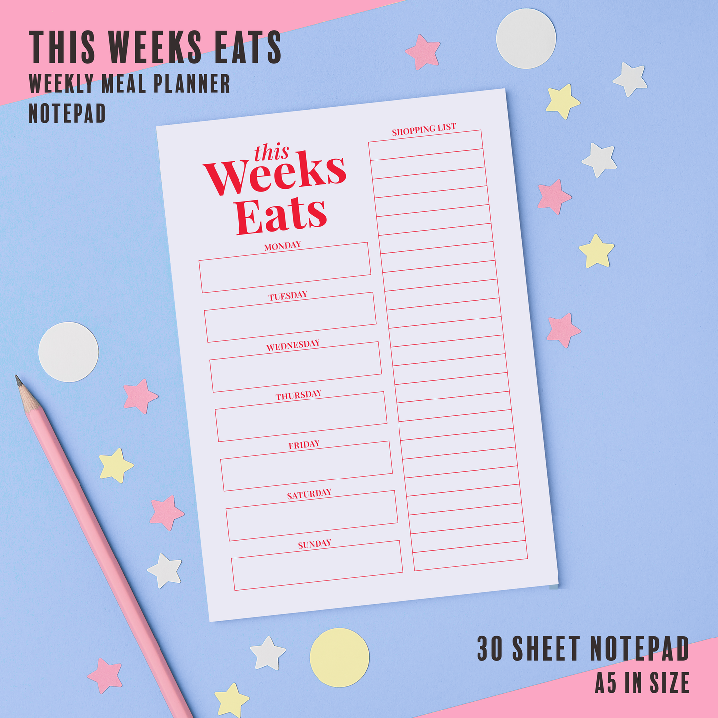 This Weeks Eats - Weekly Meal Plan Notepad