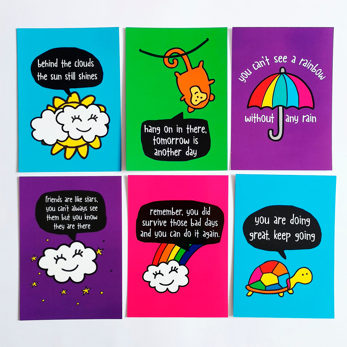 Pack of 6 Positive Message Postcards with envelopes