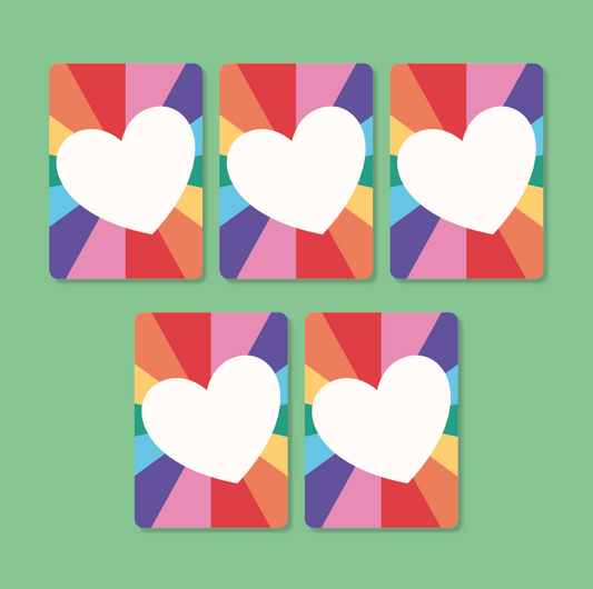 Pack of 5 Rainbow Heart Postcards