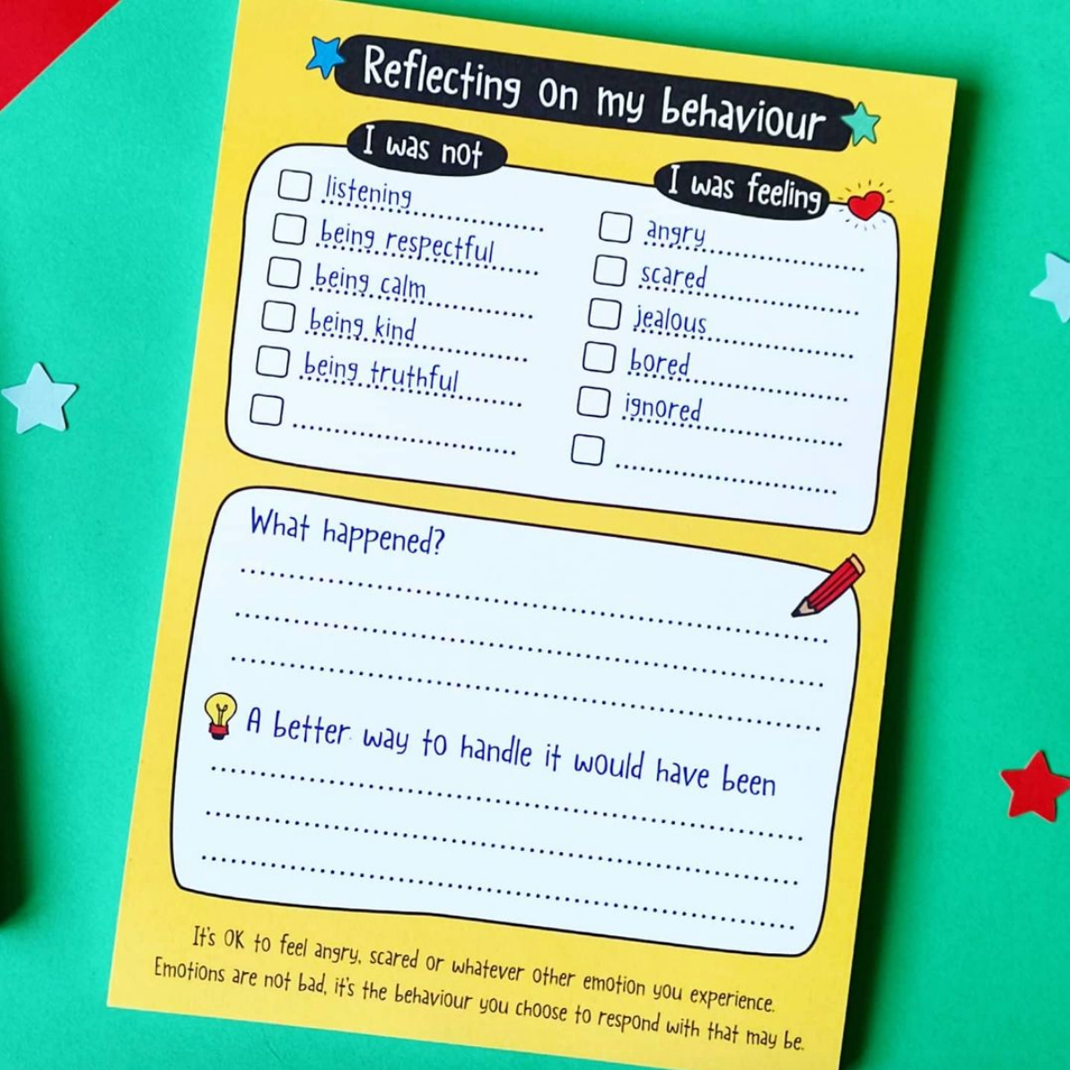 Reflect on your behaviour A5 notepad