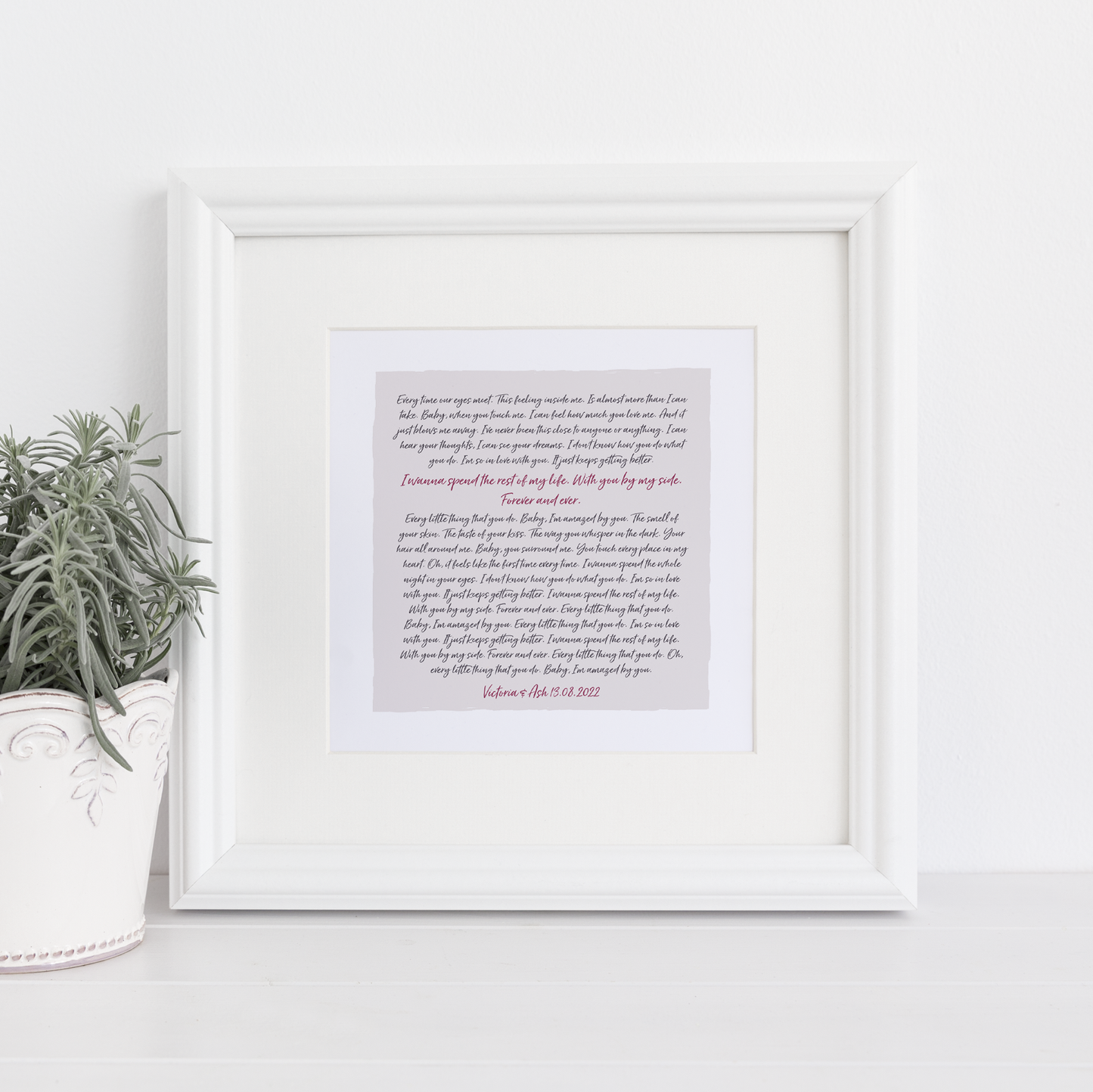 Wedding Song Lyrics Print Premium Fine Art Paper