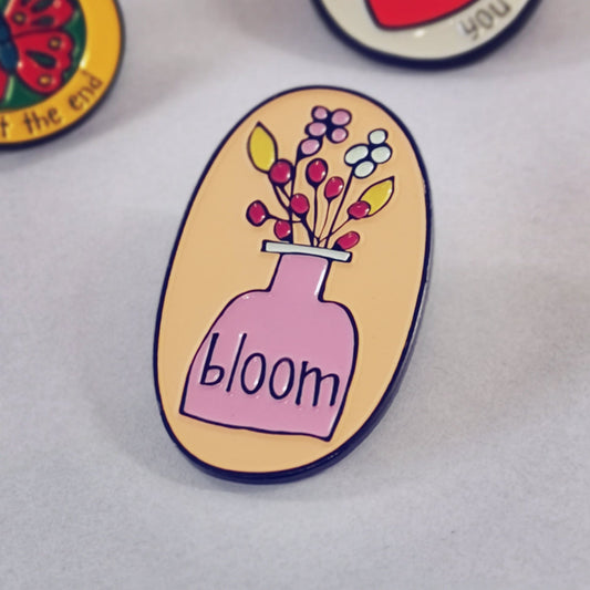 Bloom Flowers in Vase Enamel Pin