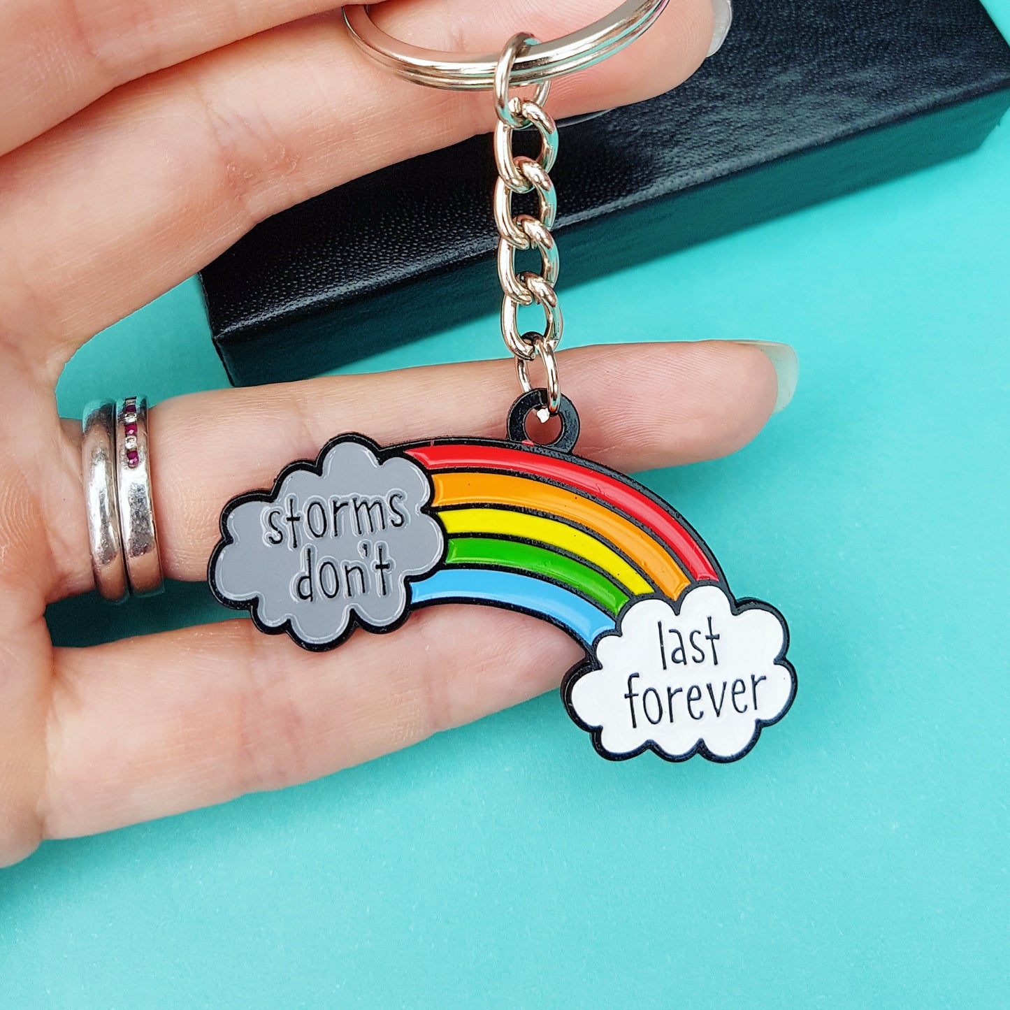 Storms Don't Last Forever enamel keyring - the-poppy-lane