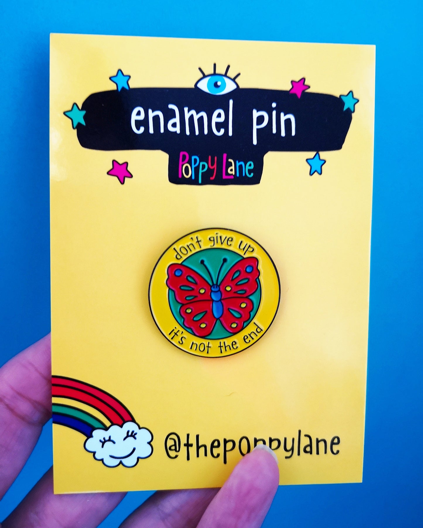 Don't Give Up Butterfly Enamel Pin - the-poppy-lane