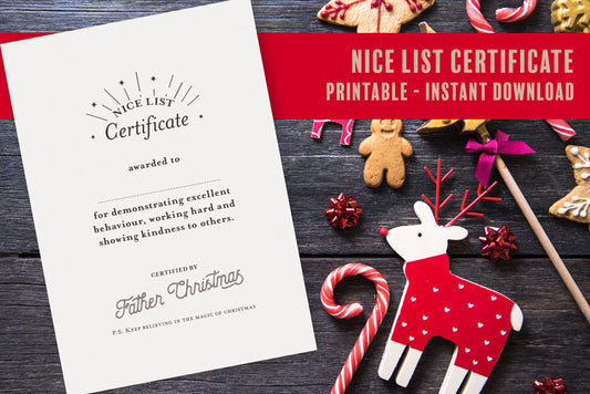 Nice List Certificate - Digital Download Printable