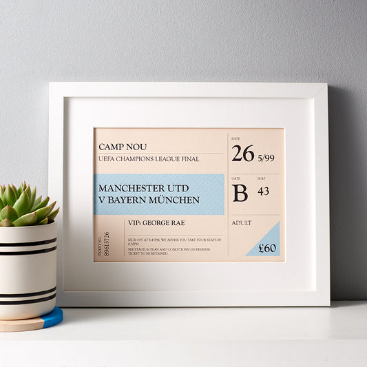 Personalised Retro Style Sports Ticket Print