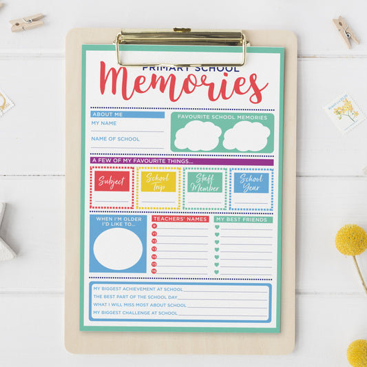 Primary School Memories Printable | Y6 Leavers Download | School Memories Active