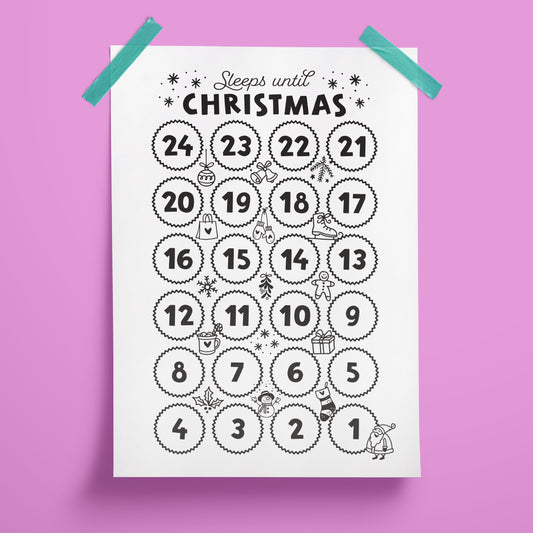 Sleeps Until Christmas A3 poster